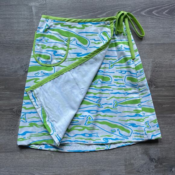 Vintage 60s Whale Patterned Wrap Skirt / The Vested Gentress / 28"w / Mod / Rare - Picture 2 of 8